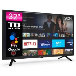 Smart TV 32 pulgadas Led HD, televisor Hey Google Official Assistant, control por voz - TD Systems PRIME32C15GLE