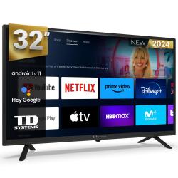 Smart TV 32 pulgadas Led HD, televisor Hey Google Official Assistant, control por voz - TD Systems PRIME32C19GLE
