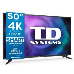 Smart TV 50" 4K UHD, Android 9.0, HbbTV, HDR10 TD Systems K50DLG12US