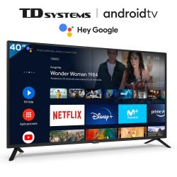Smart TV 40 pulgadas televisor (Hey Google official Assistant) Control por Voz - TD Systems K40DLC16GLE
