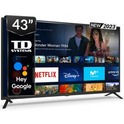 Smart TV 43 pulgadas Led 4K, televisor Hey Google Official Assistant, control por voz - TD Systems K43DLC17GLE